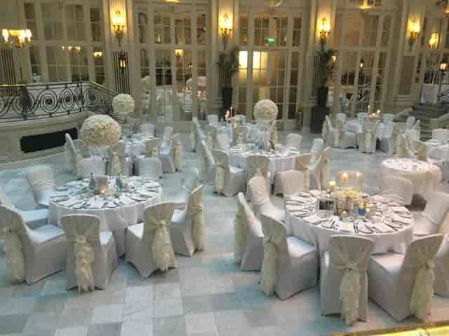 Elegant Palm Court at The Waldorf Hilton, London, ideal for weddings and formal events.