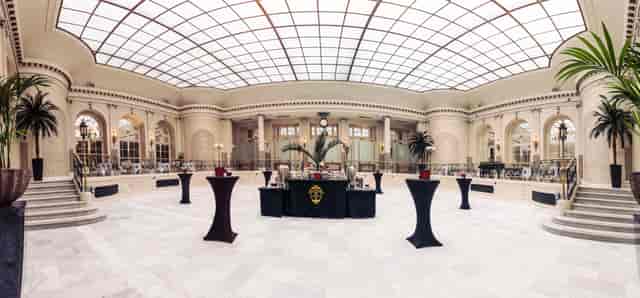 Elegant Palm Court at The Waldorf Hilton, London - ideal for corporate events and receptions.