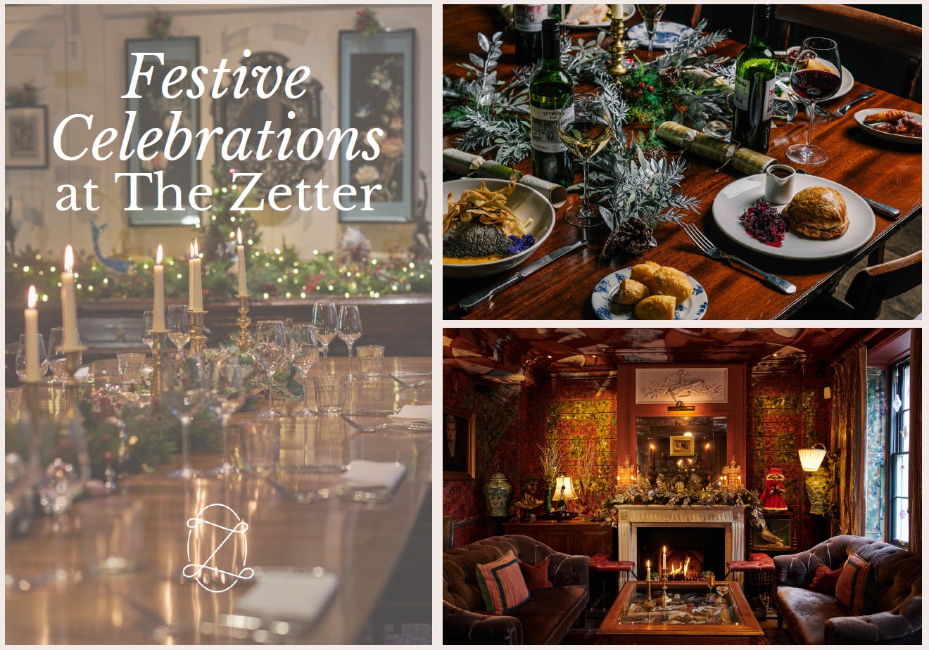 Elegant dining setup for festive celebrations at The Zetter Clerkenwell, perfect for gatherings.