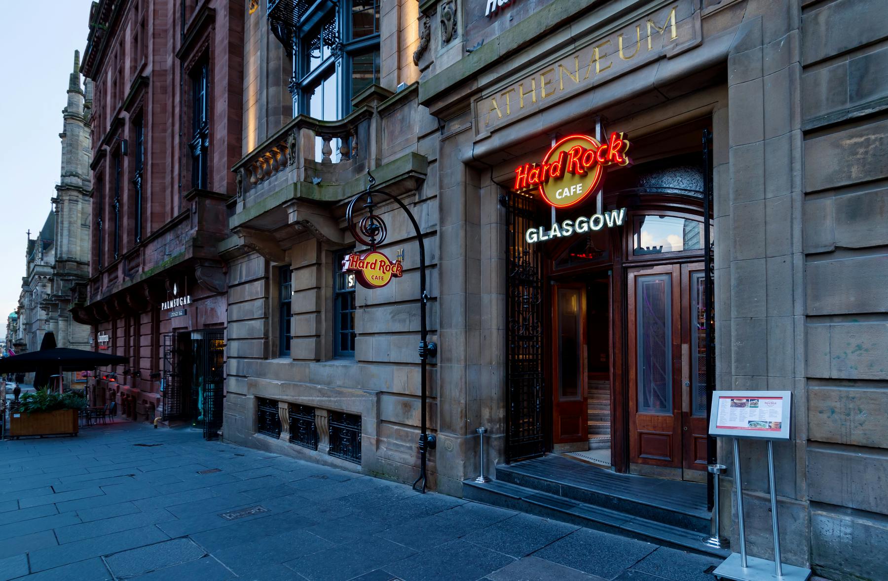 Hard Rock Cafe Glasgow entrance, vibrant venue for corporate events and social gatherings.