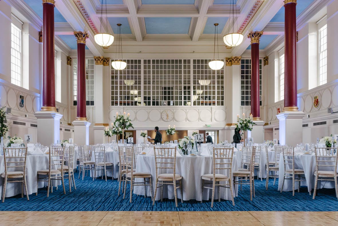 Elegant Great Hall in BMA House, ideal for weddings and formal gatherings.