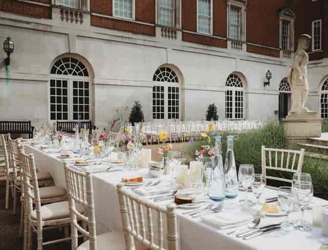 Elegant BMA House courtyard reception dinner event