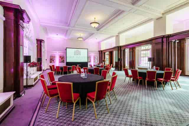 Paget Room ballroom, round tables, corporate event, formal dinner