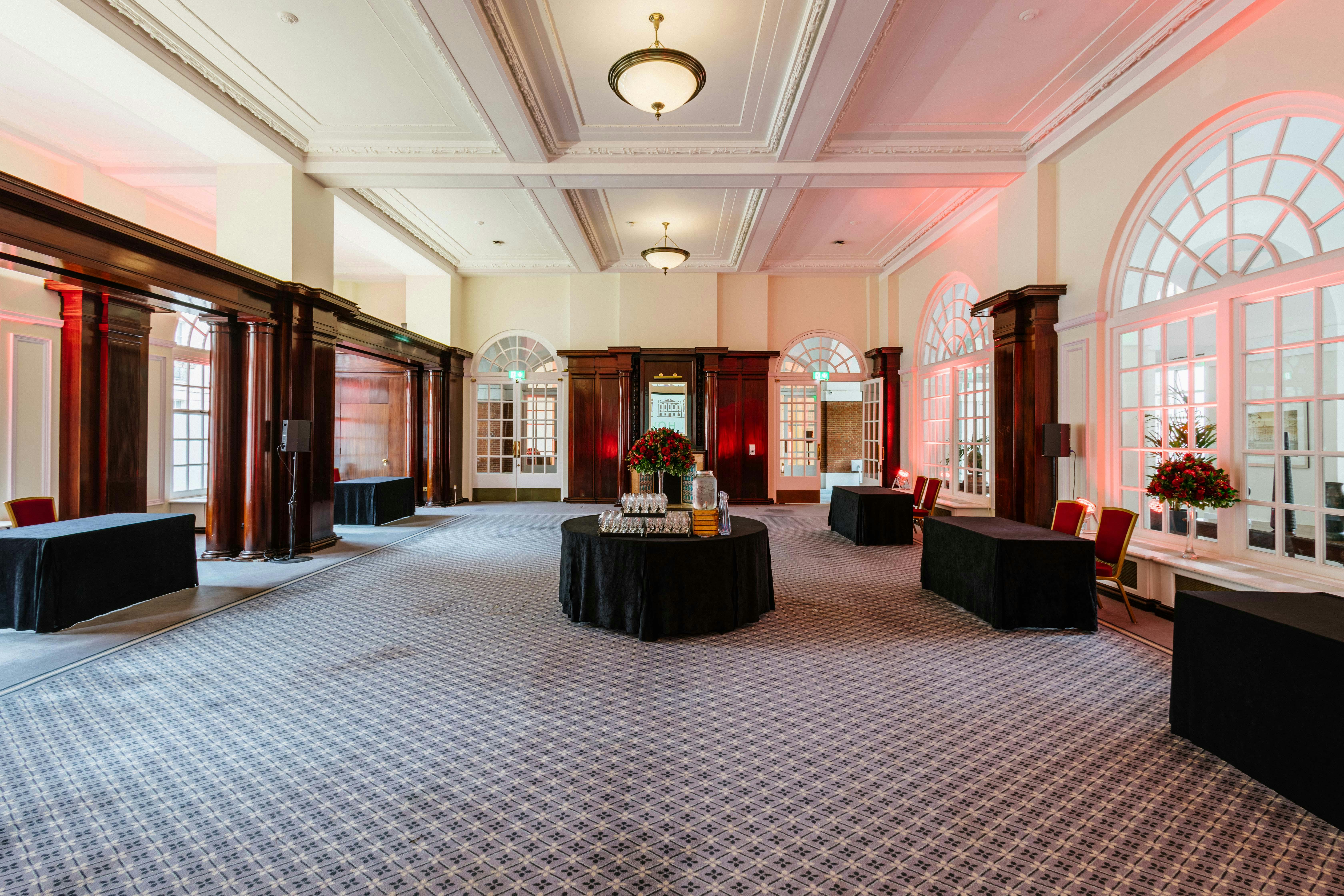 Paget Room in BMA House, spacious venue with large windows for corporate meetings and events.