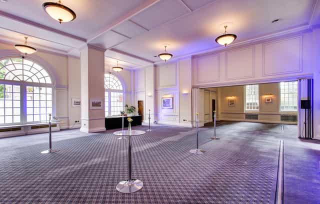 Snow Room in BMA House: elegant event venue with large windows for corporate meetings and receptions.