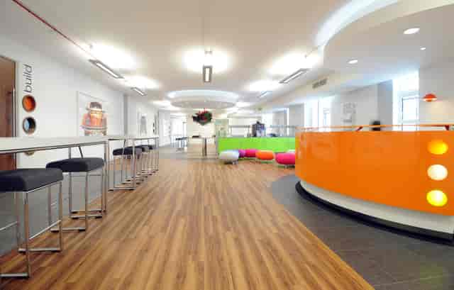 Modern reception area in Work in the Studio Manchester, ideal for meetings and events.