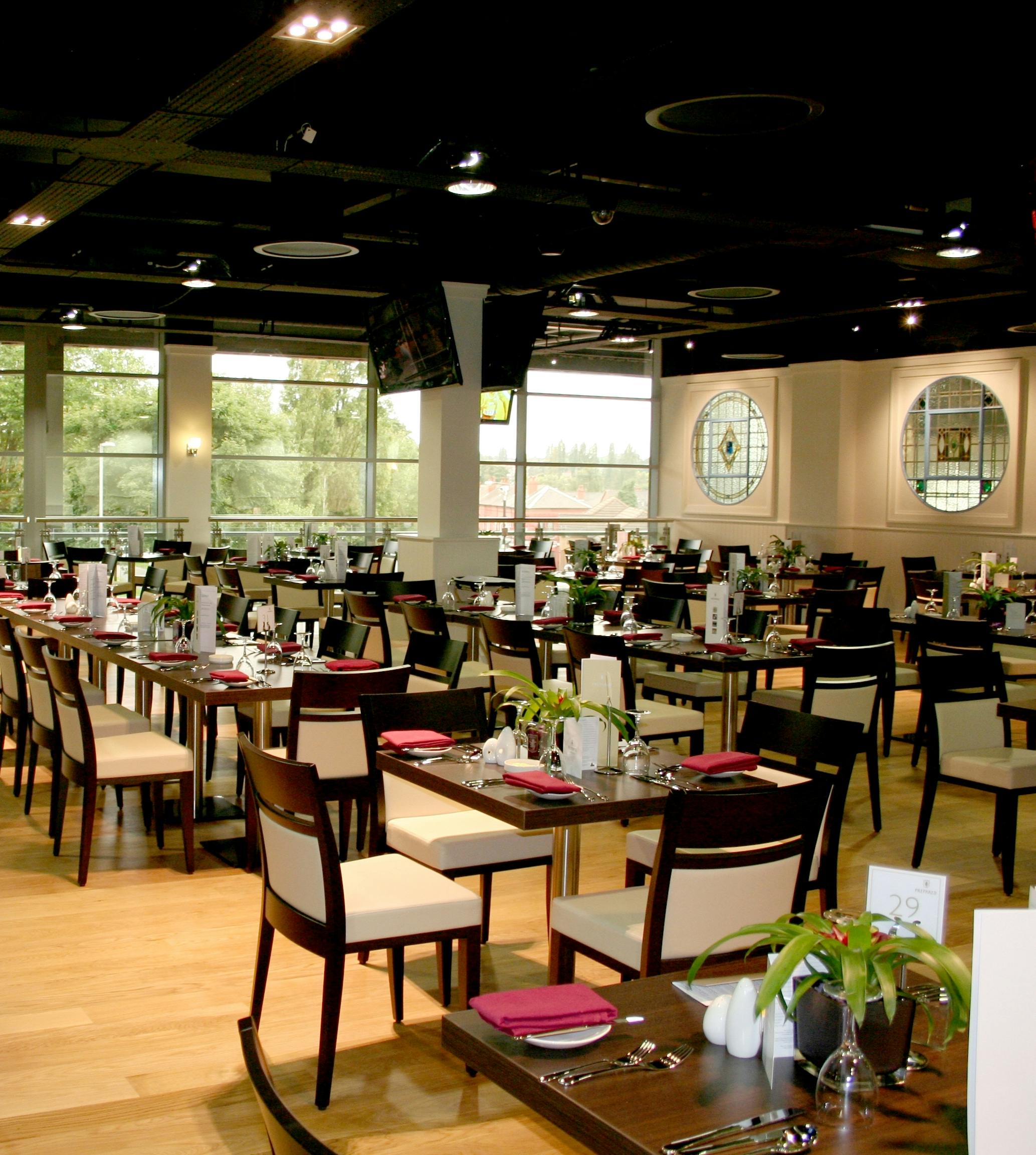 Elegant dining space at Villa Park for corporate events and private gatherings.