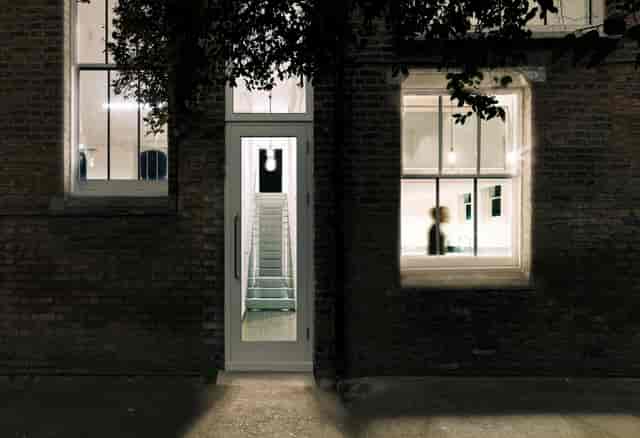 Modern venue entrance at Saint Barnabas Dalston, ideal for events and gatherings.