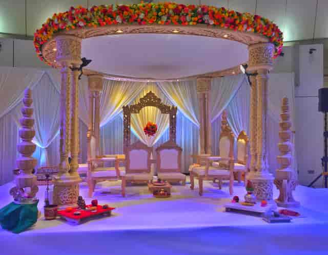 Grand Hall at Wembley with ornate stage, ideal for weddings and celebrations.