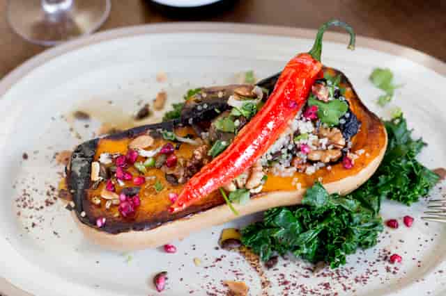 Roasted butternut squash dish at Exchange Restaurant, Hilton Liverpool City Centre event catering.