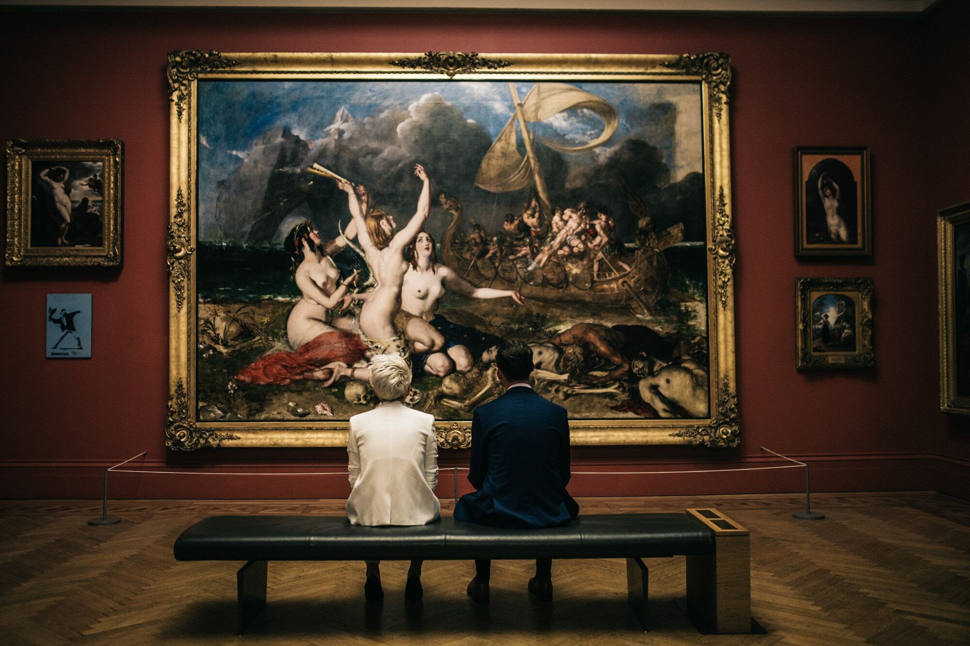 Couple admiring art in Victorian Galleries, ideal for creative events and receptions. - Banner