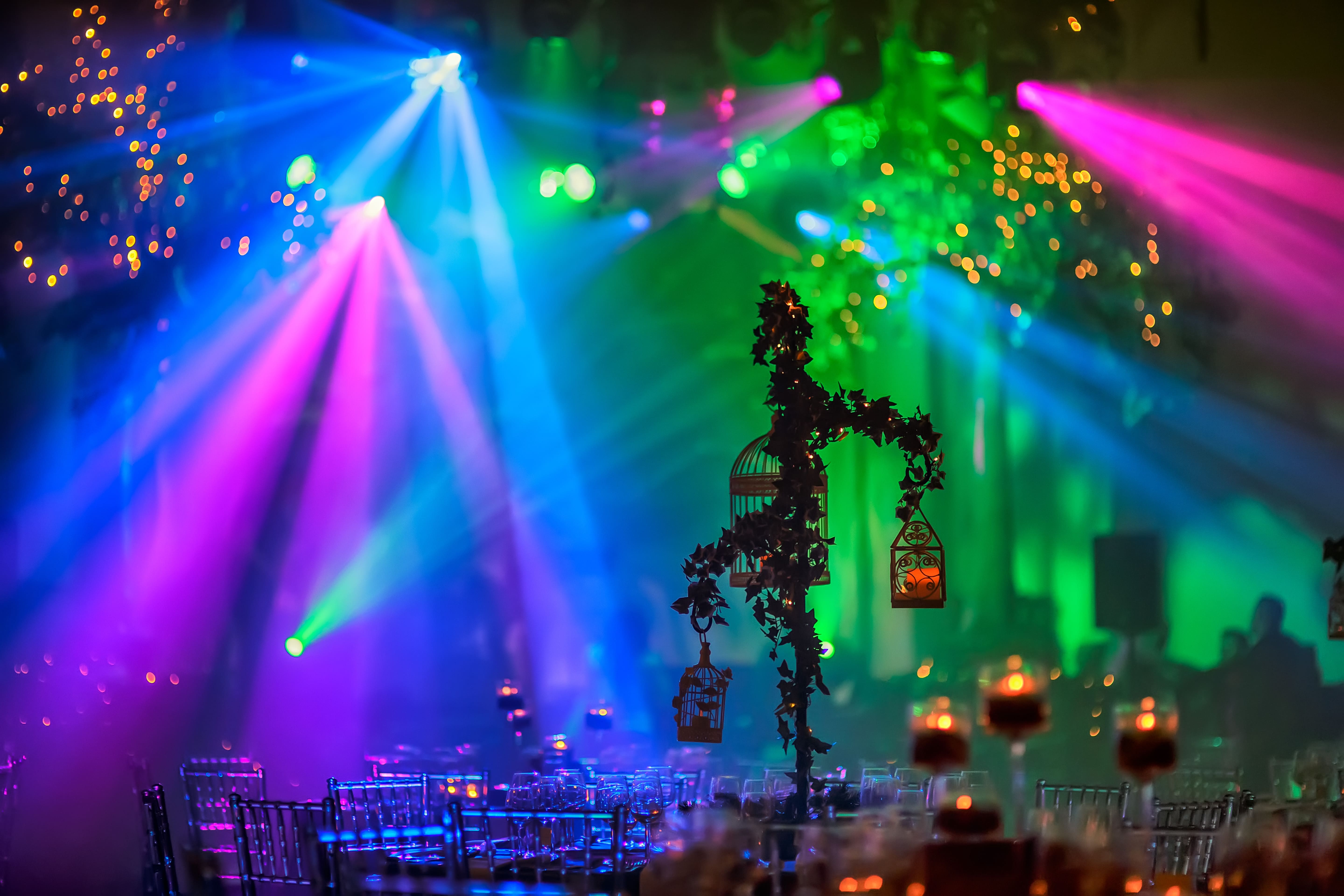 Vibrant event space at 8 Northumberland Avenue with dynamic lighting for celebrations. - Banner