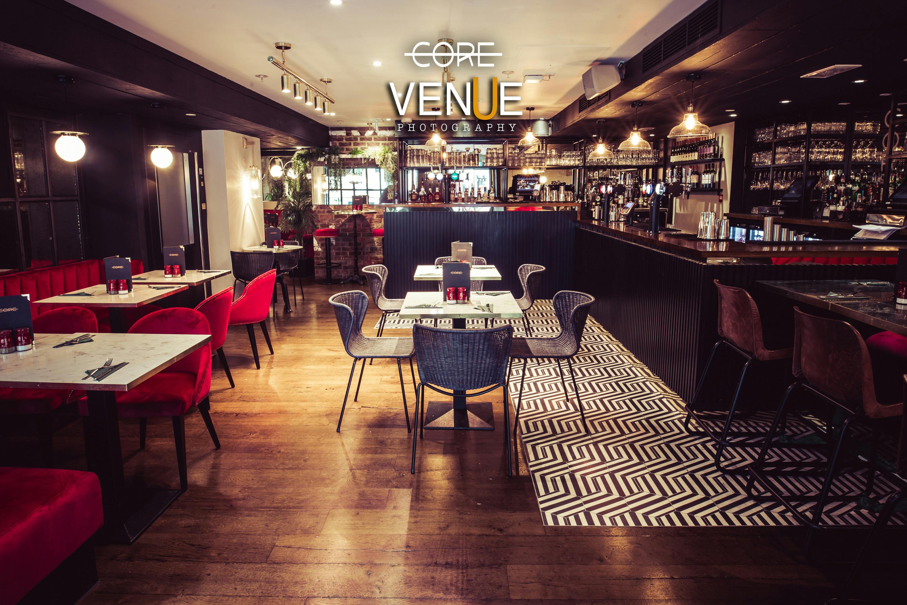 Modern Core Bar venue with plush seating, ideal for meetings and events.