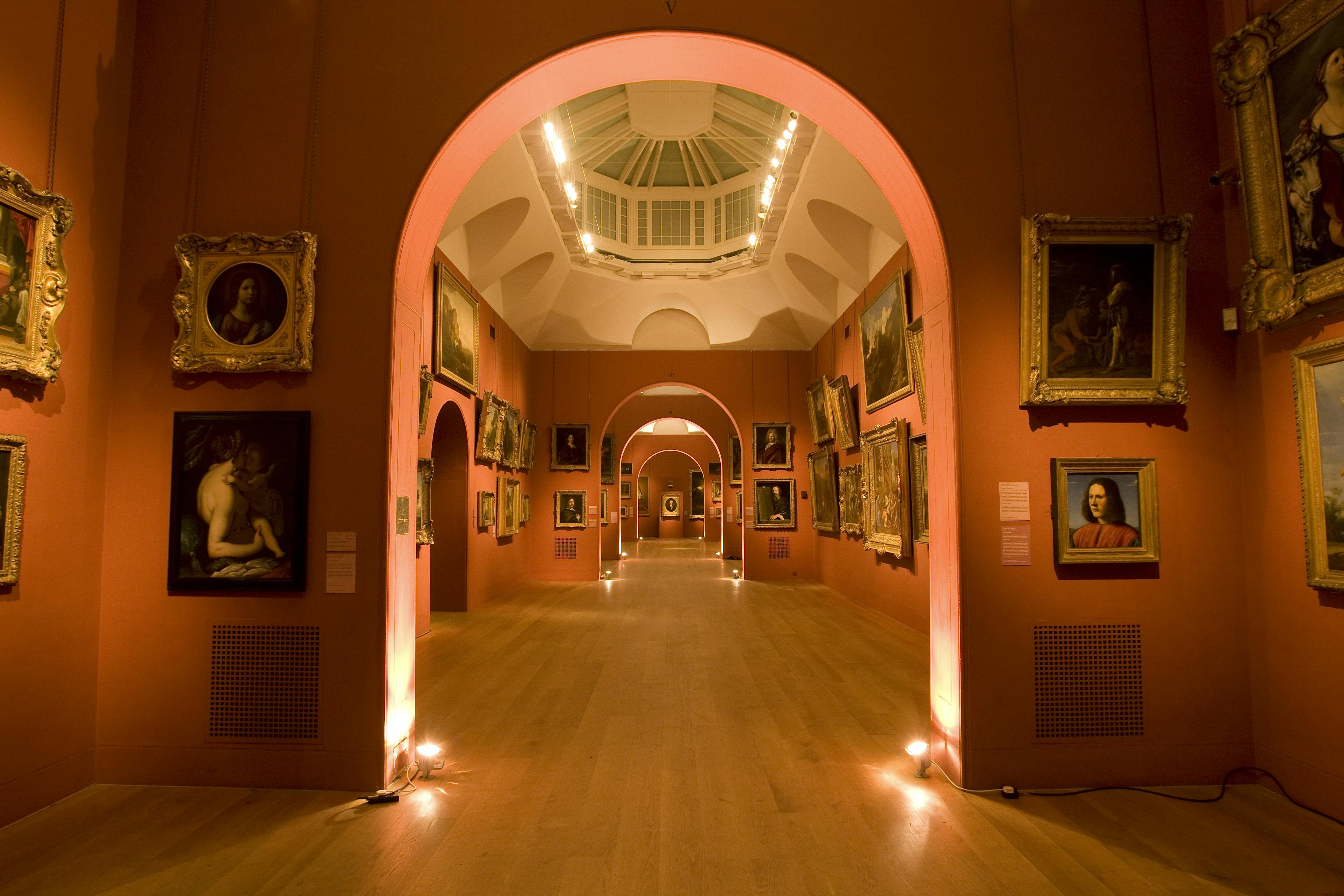 Elegant Soane Gallery with arched entrances, ideal for art exhibitions and events.