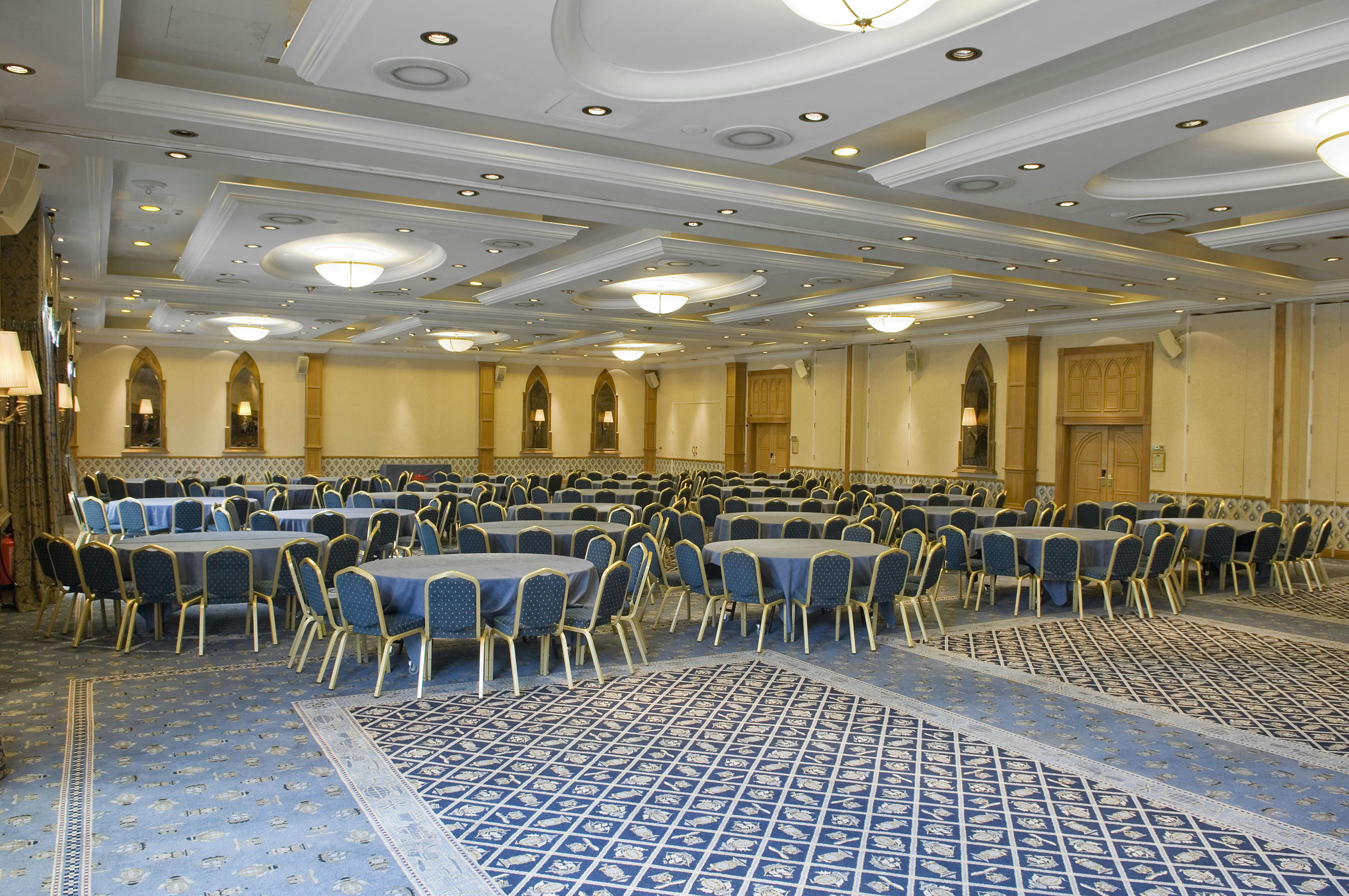 Spacious Alton Towers stateroom for banquets and conferences with elegant decor.