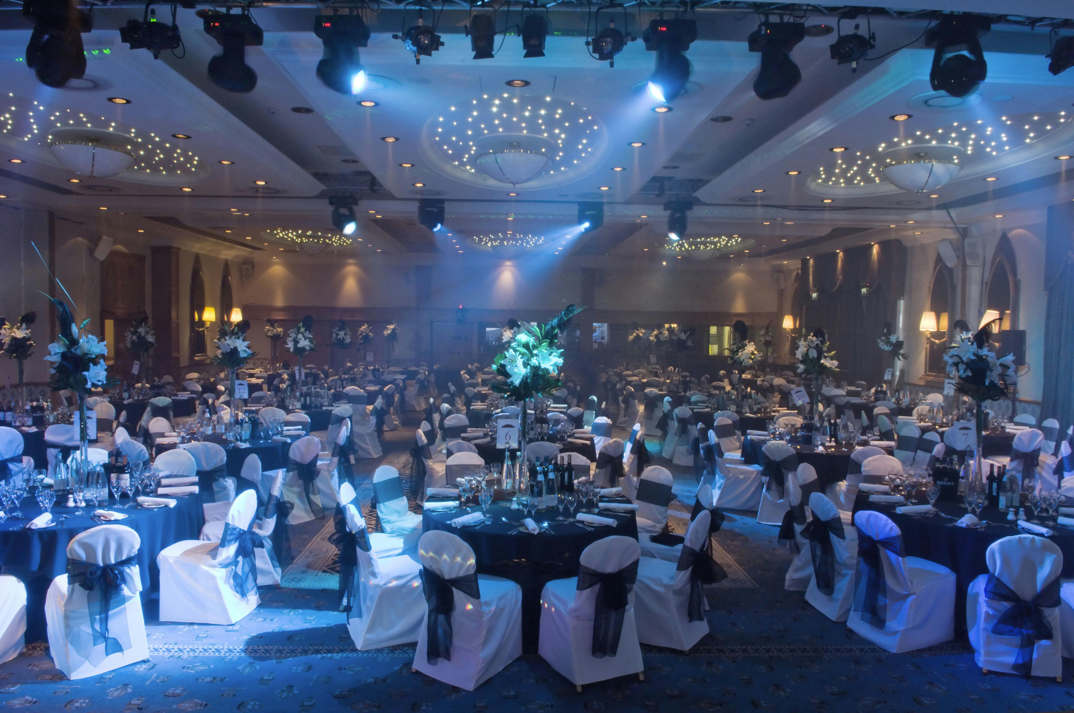 Elegant banquet hall at Alton Towers Resort, ideal for events and networking.