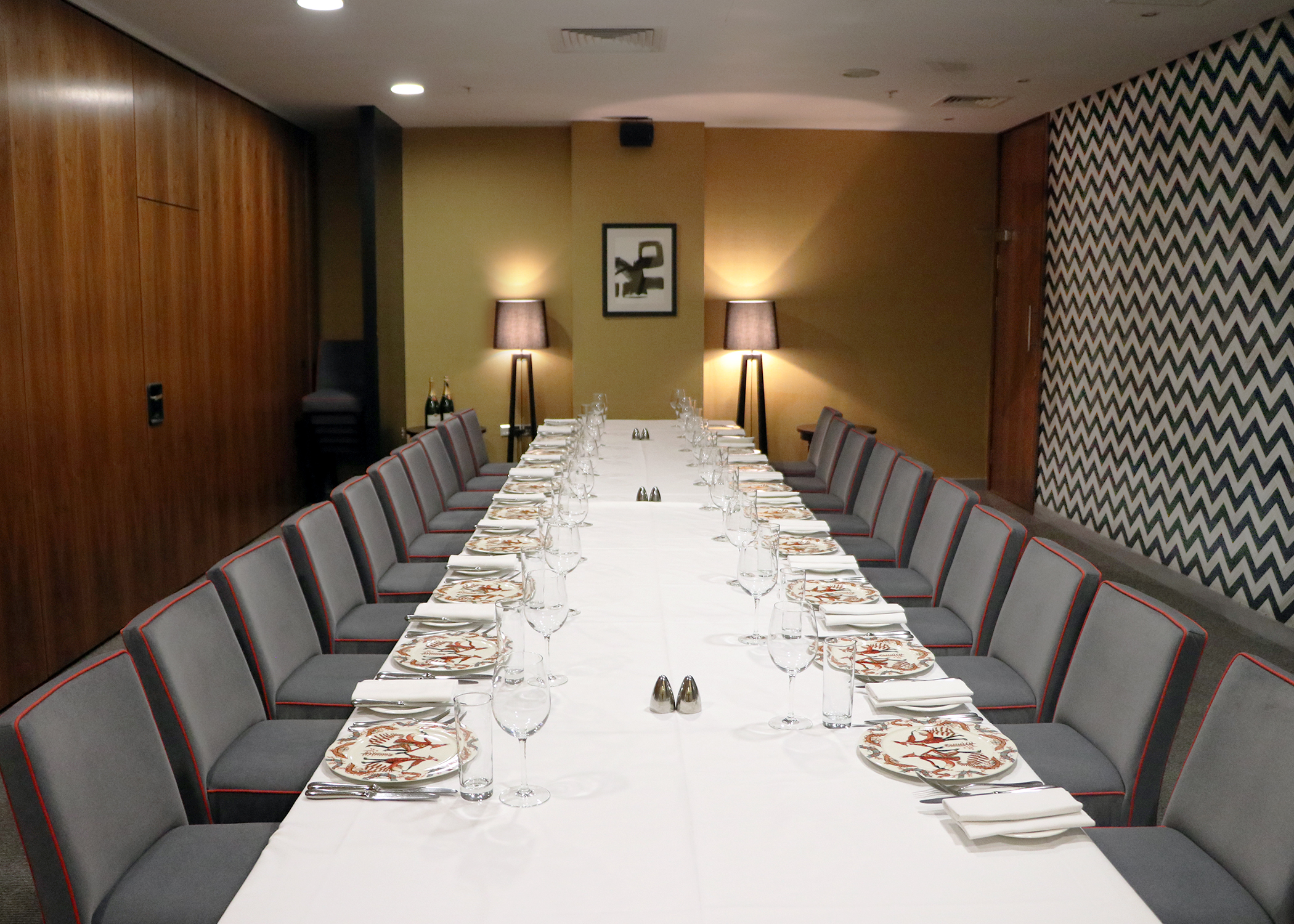Elegant meeting space at Opus Restaurant, perfect for corporate events and dining.