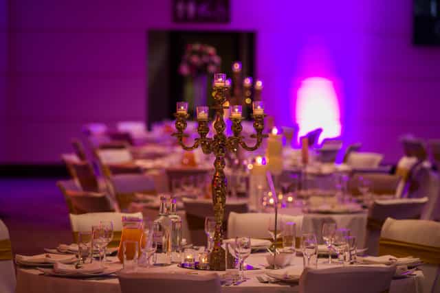 Elegant banquet hall in Rose Suite, Allianz Stadium for weddings and corporate events.