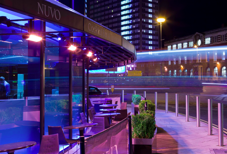 Vibrant outdoor venue at Nuvo's Late Lounge, perfect for evening networking events. - Banner