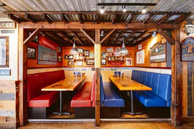 Vibrant dining venue with rustic decor, ideal for informal meetings and team gatherings.