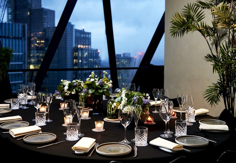 Elegant private dining room at Searcys, perfect for corporate dinners and exclusive events.