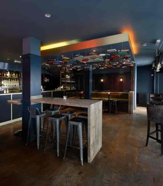 Clerkenwell & Social venue with ceiling art, ideal for corporate networking and happy hour events.