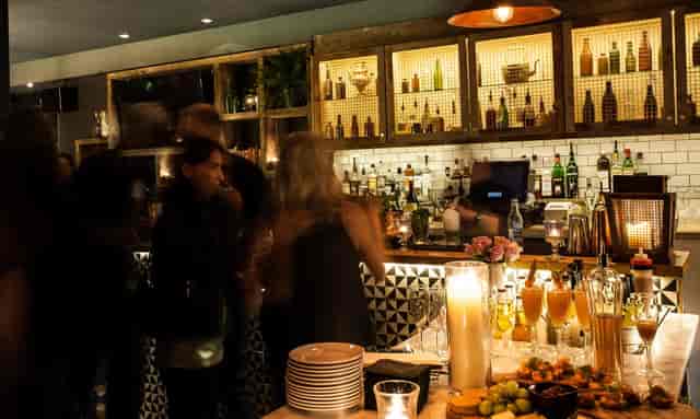 Networking reception at Clerkenwell & Social featuring a modern bar for corporate events.