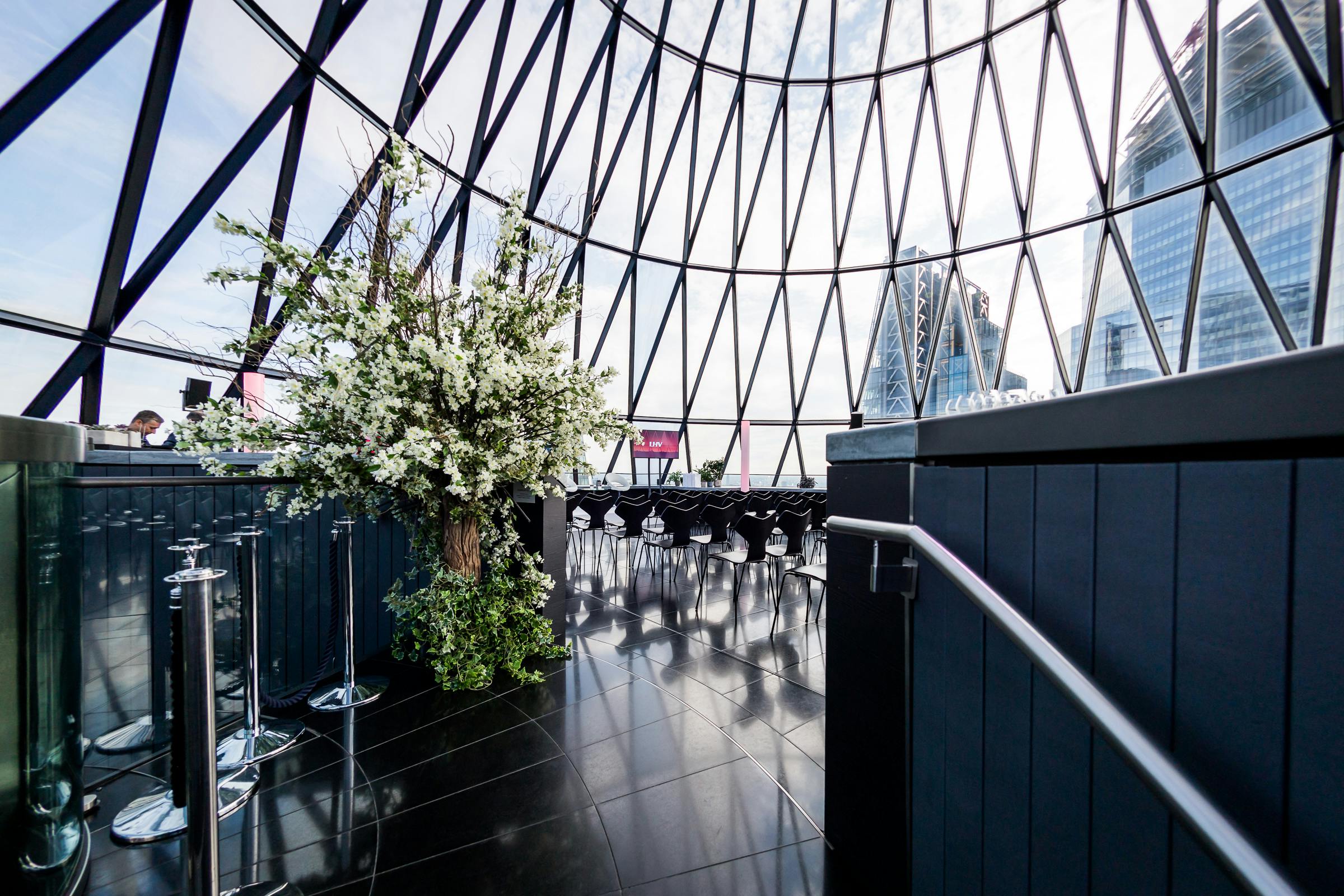 Exclusive hire of Helix and Iris at Searcys, modern glass dome venue for corporate events.