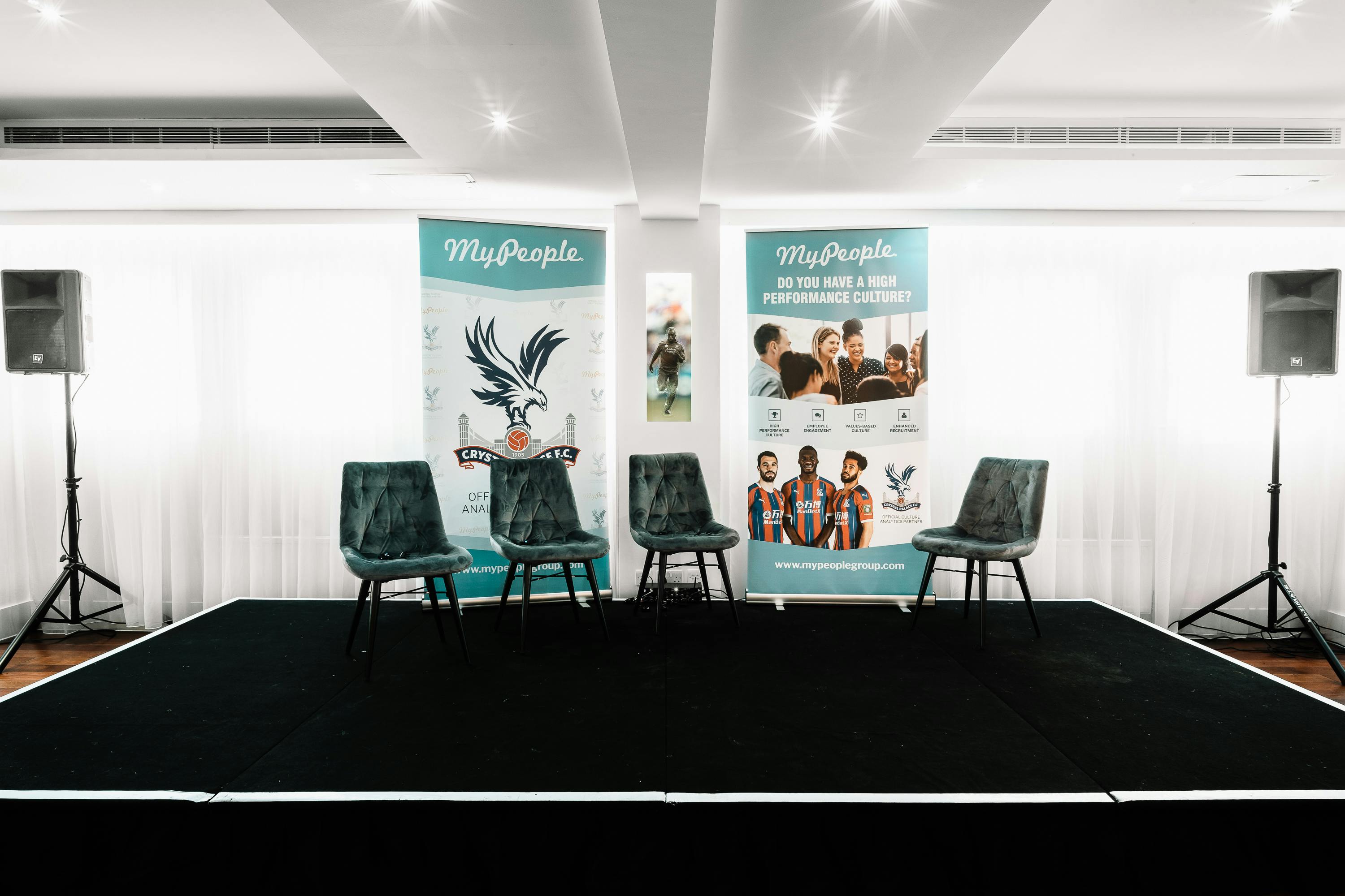 Stanley Stephenson Lounge at Selhurst Park, ideal for panel discussions and presentations.