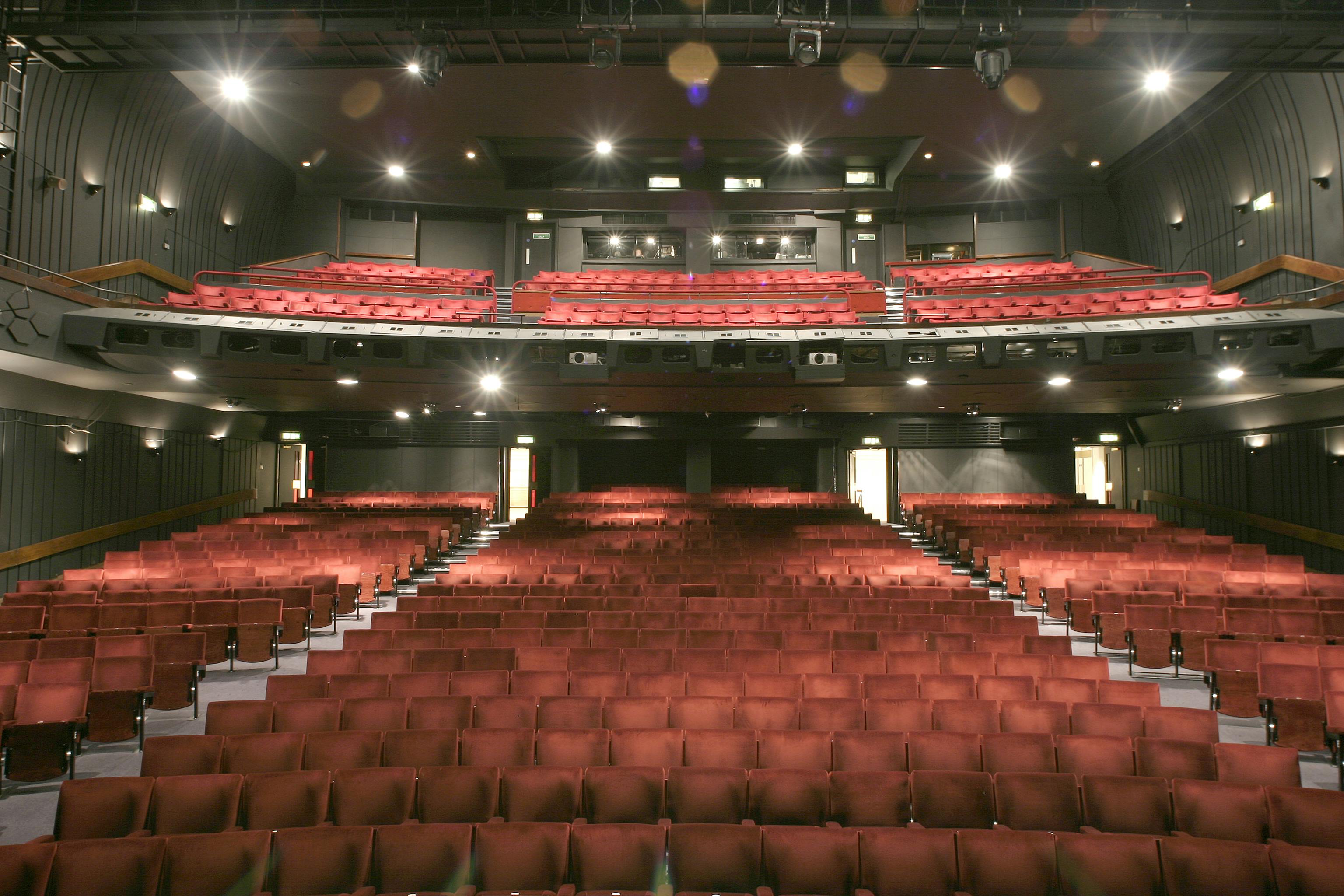 Peacock Theatre auditorium with tiered seating, ideal for performances and conferences.