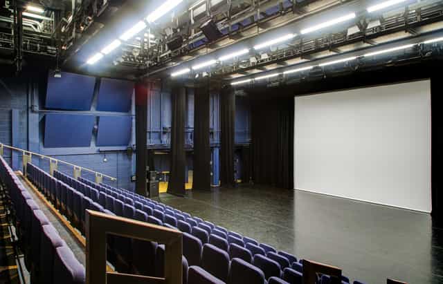 Lilian Baylis Studio event space with tiered seating for conferences and performances.