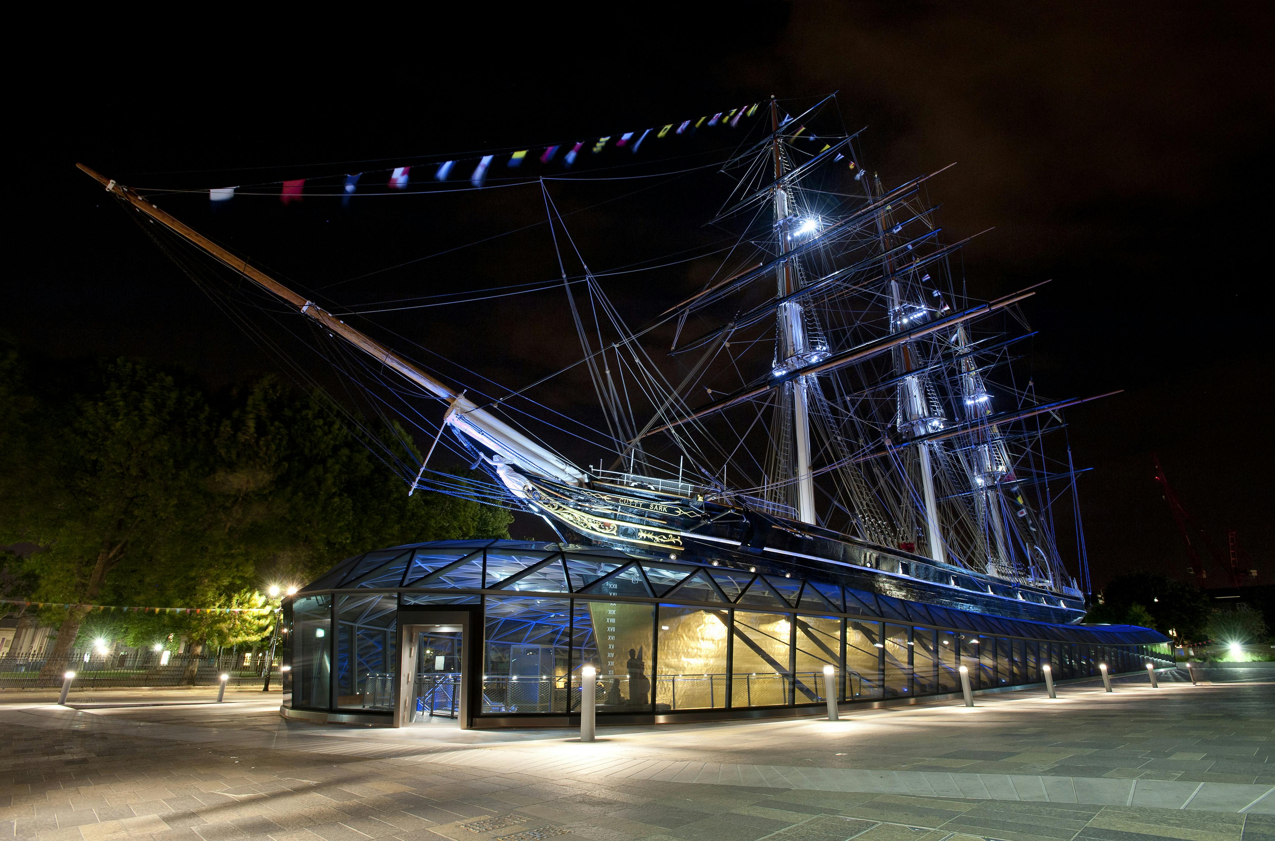 "Cutty Sark Tween Deck at night, a unique venue for corporate events and gatherings."