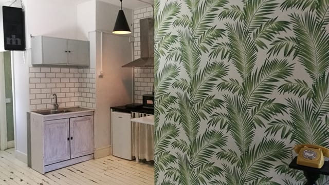 Stylish kitchenette in Dalston Popup Loft, perfect for networking events and gatherings.