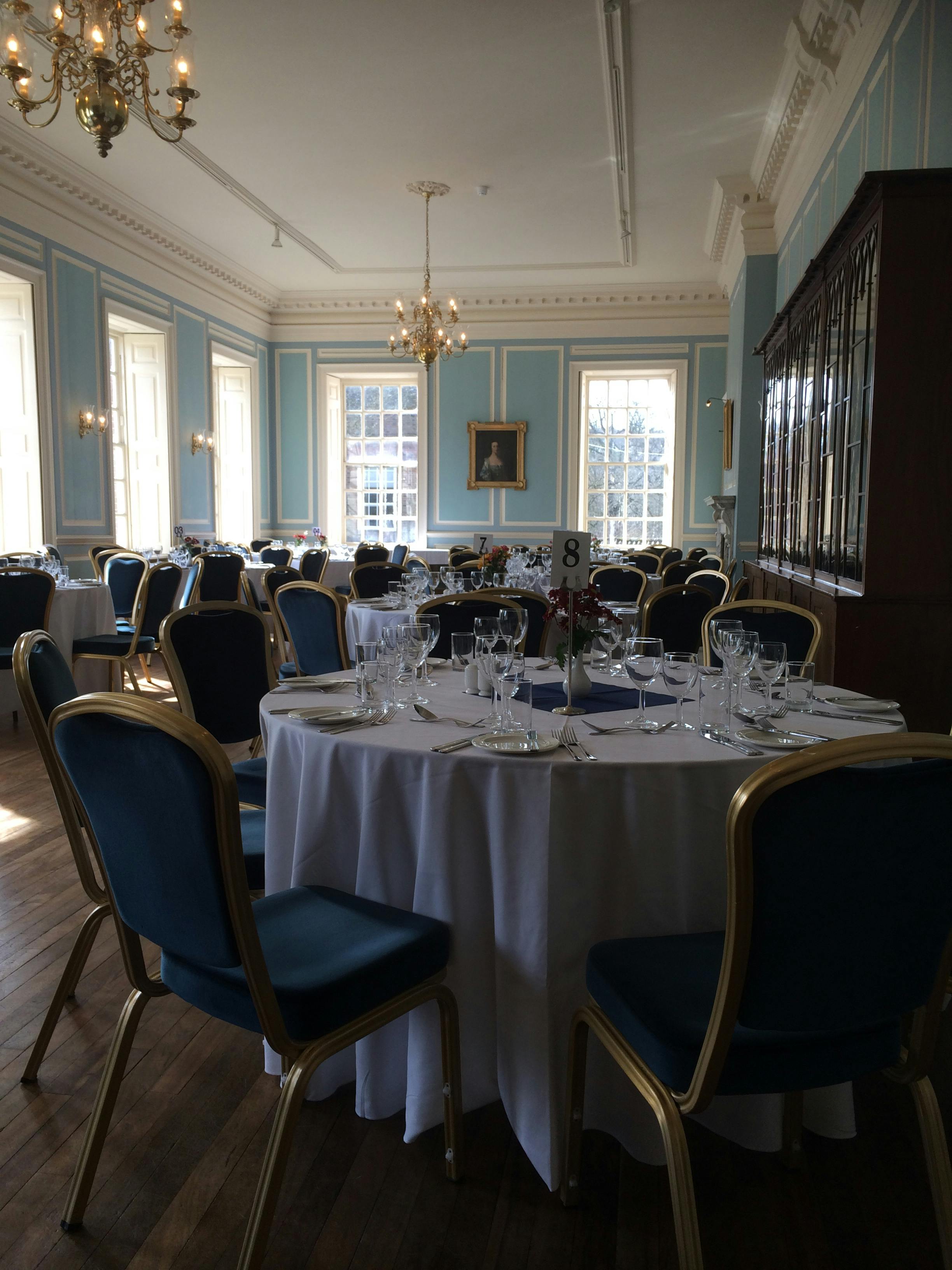 Elegant dining room at The Adderley, Marlborough College, perfect for weddings and events.