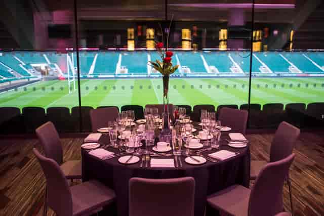 Elegant dining table in Members' Lounge, Allianz Stadium for corporate events and celebrations.