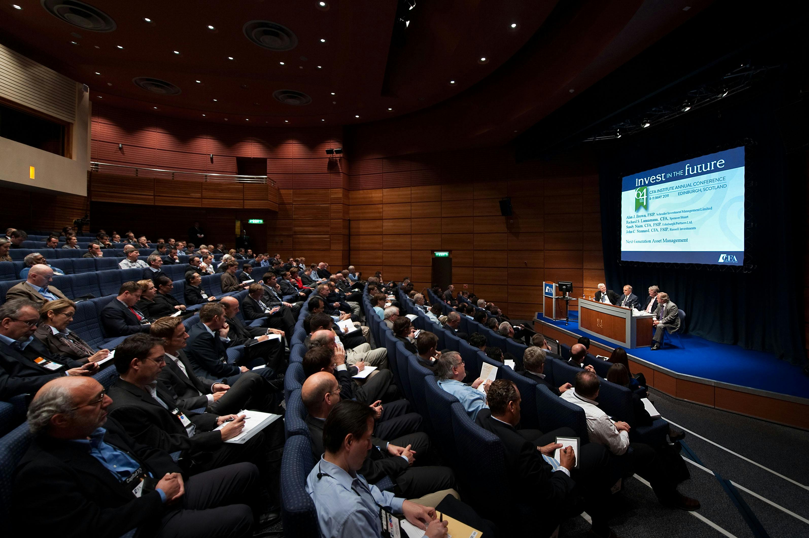 Fintry Auditorium at EICC during a conference session with engaged attendees.