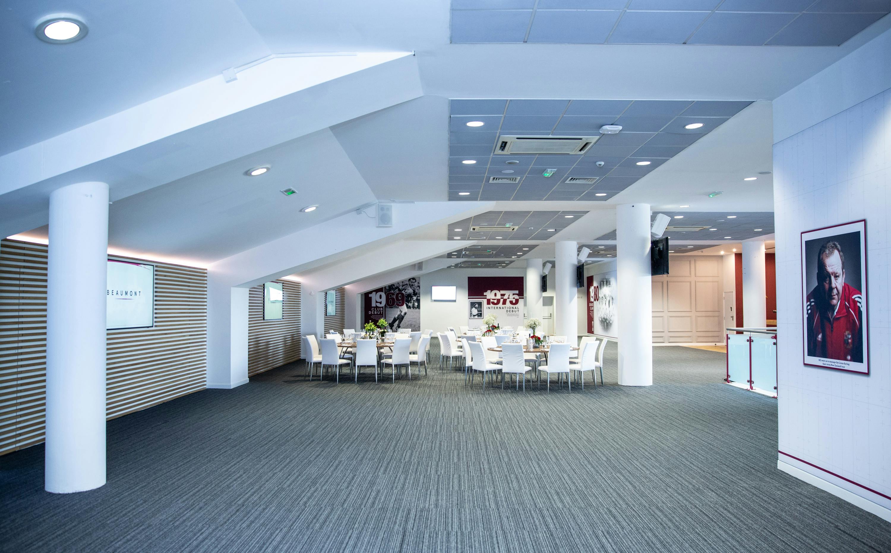 Modern event space at Allianz Stadium, Twickenham for corporate meetings and workshops.