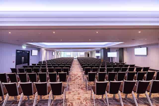 Elgar Suite conference room at Allianz Stadium, Twickenham, set for seminars and workshops.
