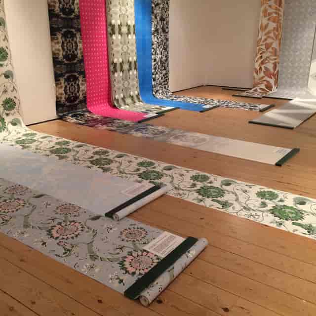 Vibrant wallpaper display at Contemporary Gallery for creative events and brainstorming.