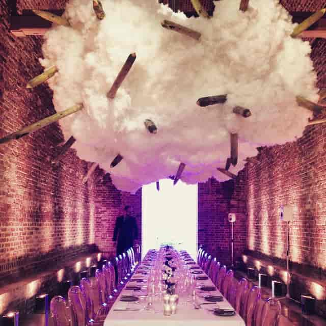 Ethereal ceiling installation at The Serpentine Galleries for luxury event and venue hire.