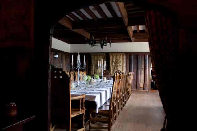 Historic boardroom at The Manor Somerset Estate set for executive retreats and formal dinners.