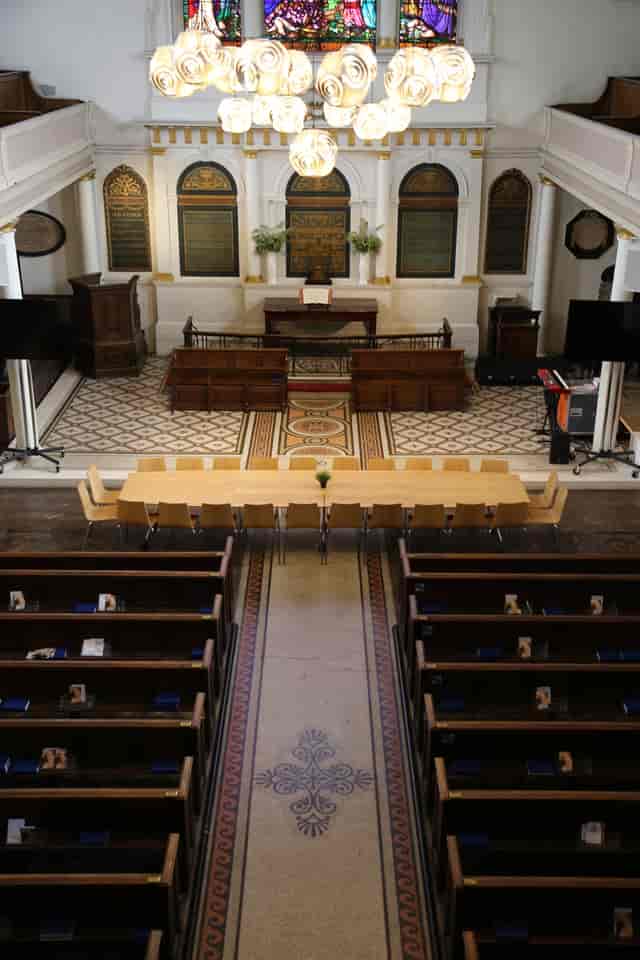 Elegant meeting space in The Church Crypt, ideal for workshops and discussions.