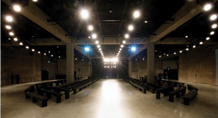 Tate Modern's Tanks: industrial event space with central runway for fashion shows.