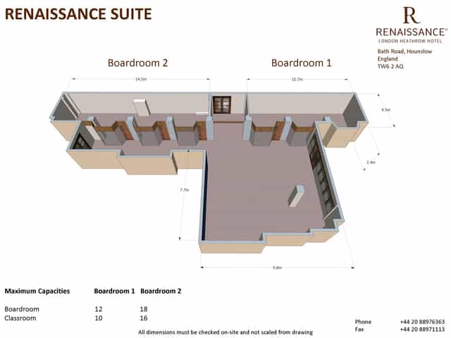 Renaissance Suite Boardroom 2 floor plan for corporate meetings and workshops.