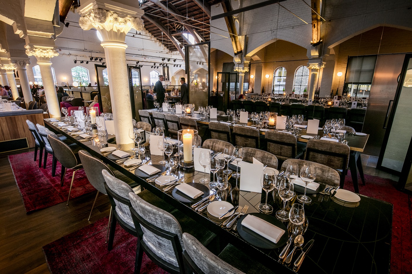 Semi-private dining room at German Gymnasium, ideal for corporate events and celebrations. - Banner