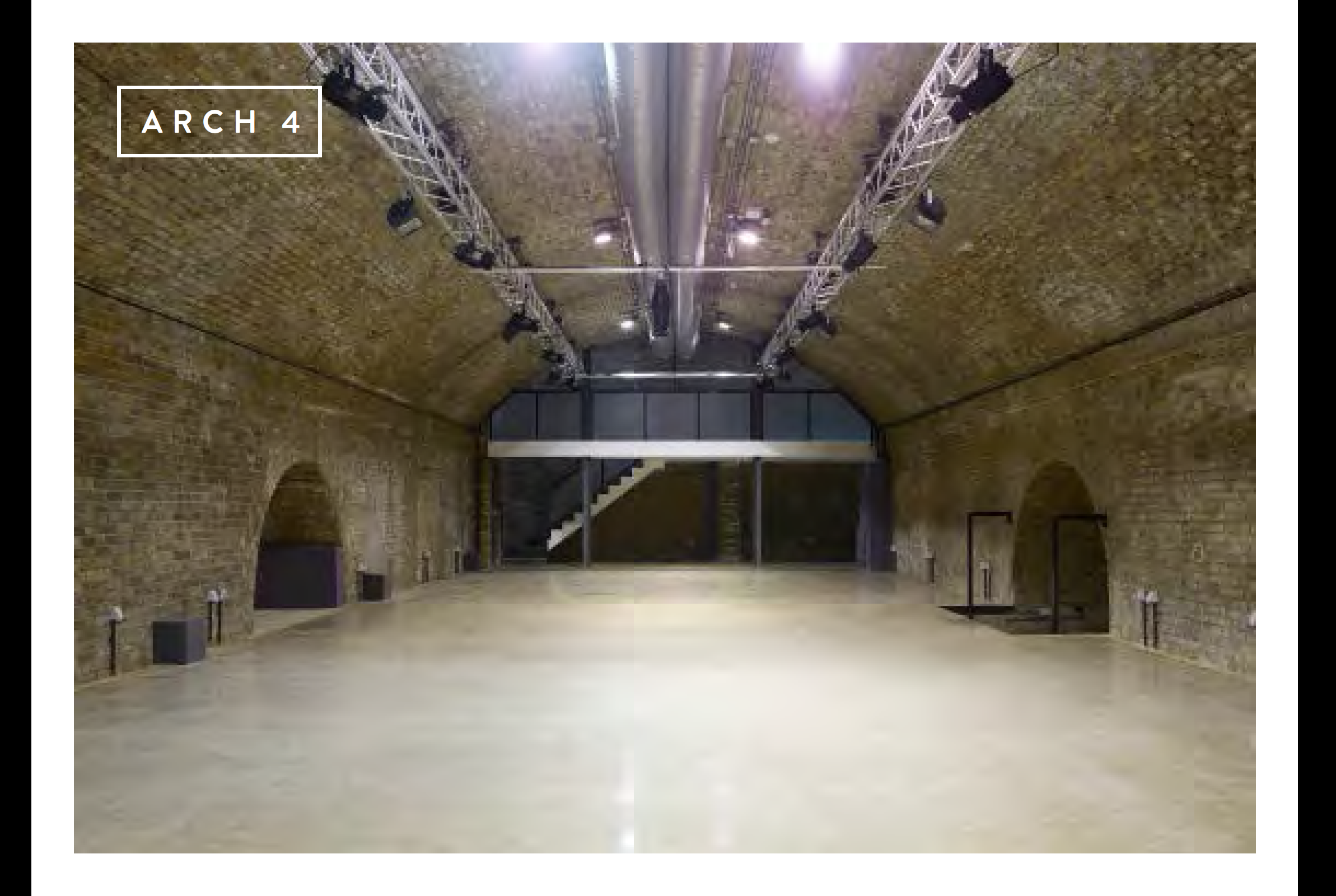 Spacious Arch 4 venue with exposed brick, ideal for conferences and exhibitions. - Banner