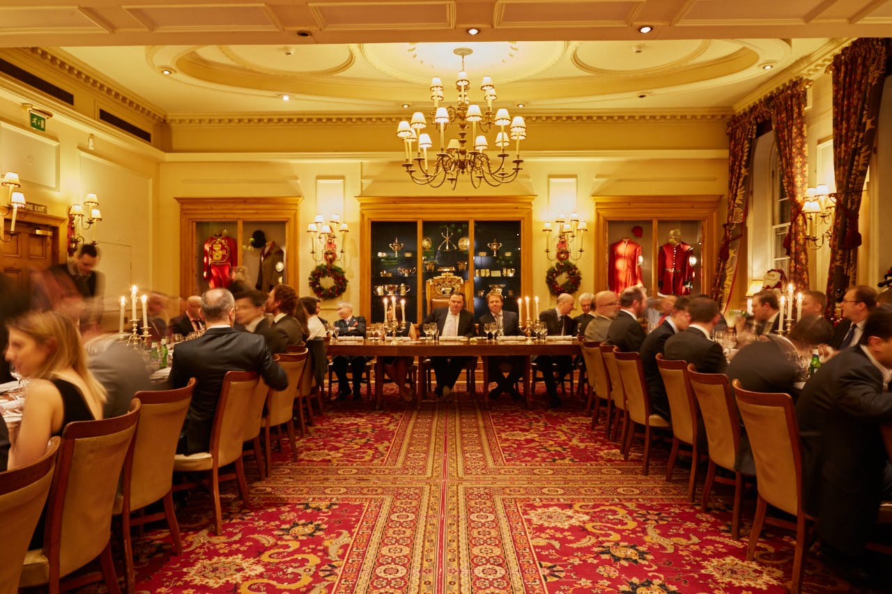 Elegant dining room at Watermen's Hall, perfect for corporate dinners and galas.