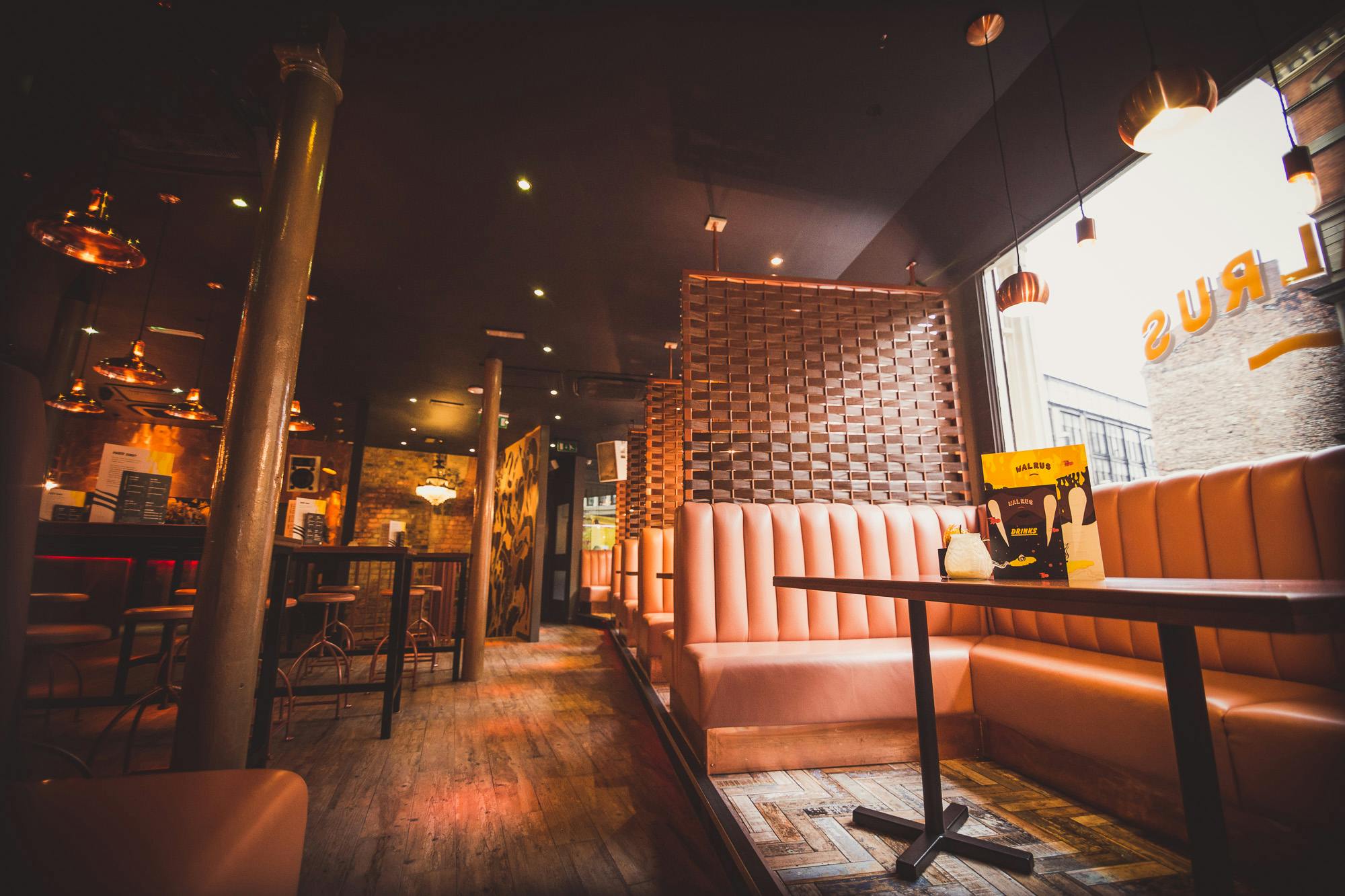 Stylish Walrus venue with plush seating, ideal for networking and events.