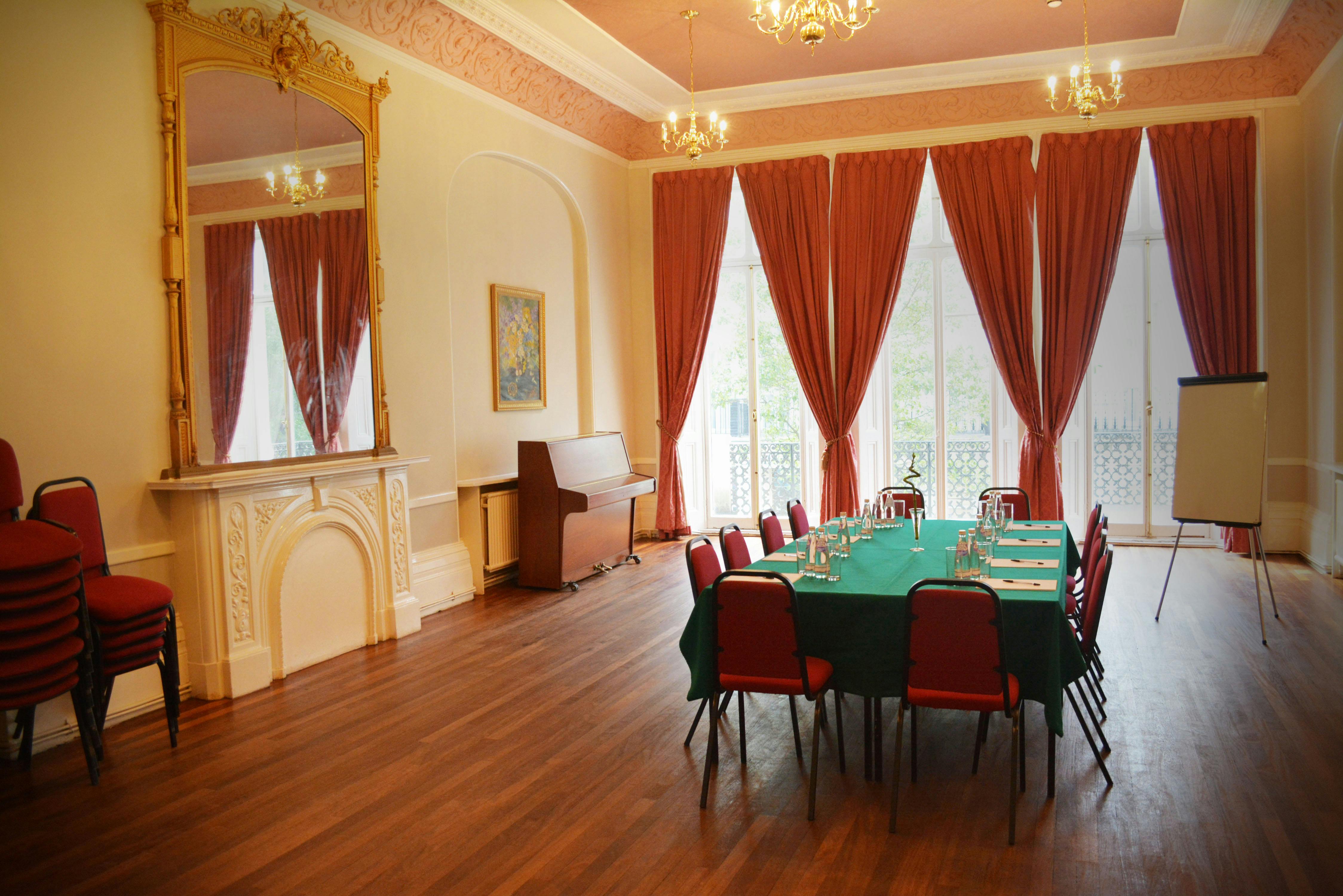 Queensborough Hall meeting room with elegant decor, ideal for workshops and gatherings.