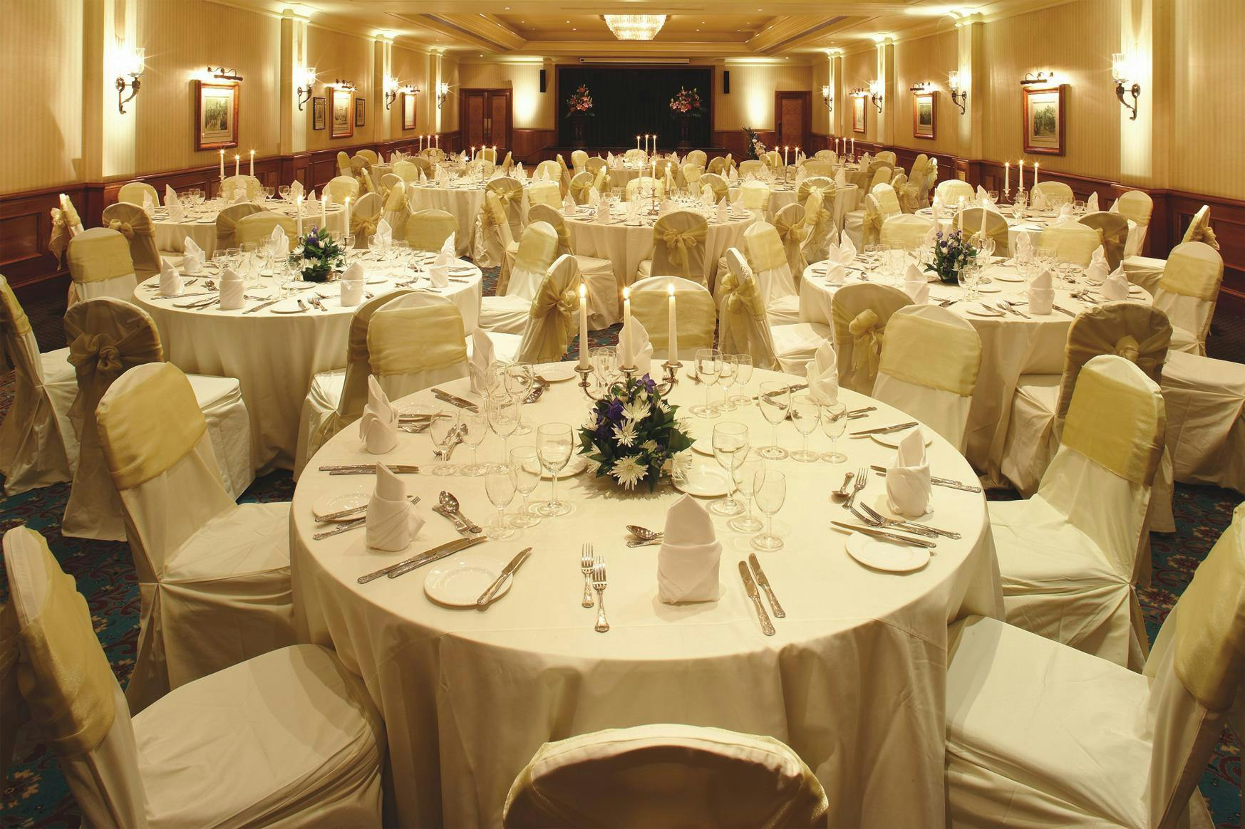 Elegant banquet hall at Thistle Marble Arch, perfect for weddings and corporate events.